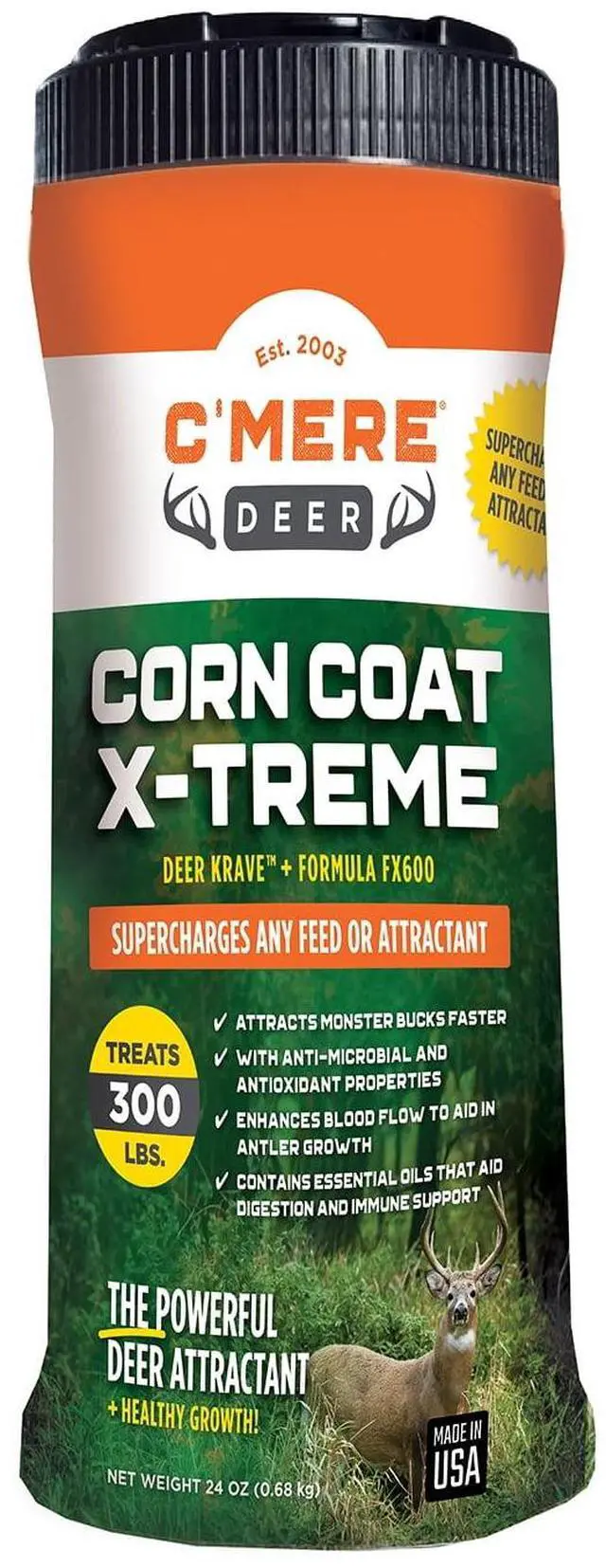Main image of C'Mere Deer Corn Coat X-Treme Deer Attractant, 24 oz FX600 + Deer Krave Enhanced Formula