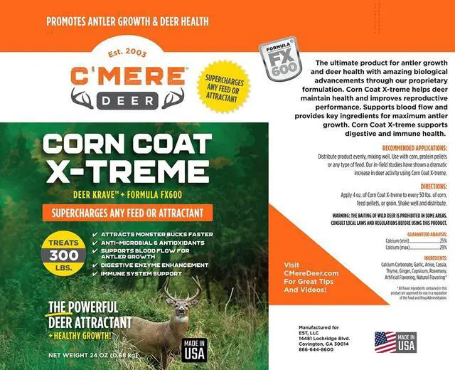 Alt view image 2 of 5 - C'Mere Deer Corn Coat X-Treme Deer Attractant, 24 oz FX600 + Deer Krave Enhanced Formula