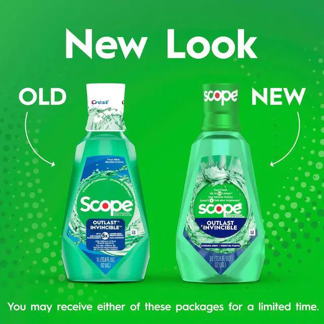 Alt view image 6 of 7 - Crest Mouthwash, Scope Outlast Mouthwash, Fresh Mint Mouth Rinse, 1L, 2 pack