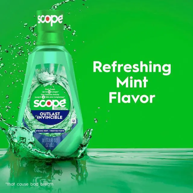 Alt view image 2 of 7 - Crest Mouthwash, Scope Outlast Mouthwash, Fresh Mint Mouth Rinse, 1L, 2 pack