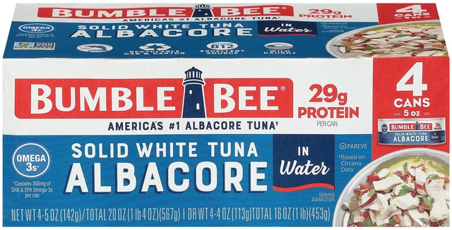 Main image of (4 Cans) Bumble Bee Solid White Albacore Tuna in Water, 5 oz