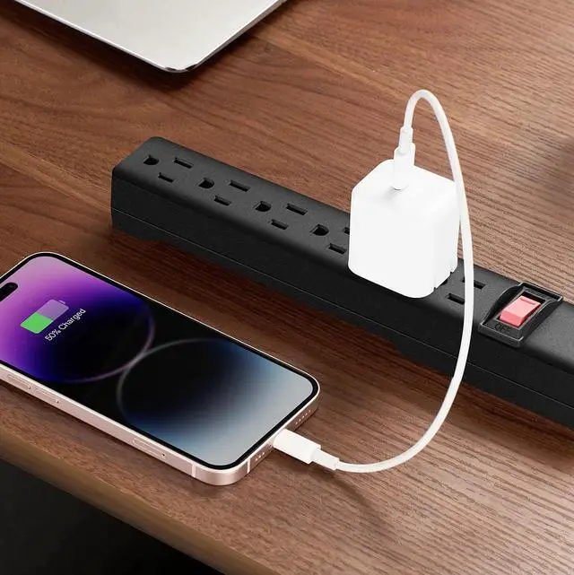 Alt view image 5 of 6 - Hyper Tough 6-Outlet Indoor Power Strip, 2.5 ft Cord, UL/ETL Certified, Black