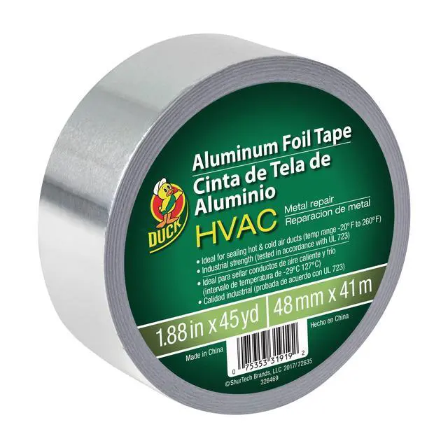 Alt view image 5 of 6 - Duck Brand HVAC Metal Repair Aluminum Foil Tape, 1.88 in. x 45 yd., Silver