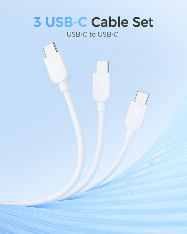 Alt view image 2 of 6 - Cable Matters 3-Pack USB C Charging Cable, 60W Charging, 6ft, White | 480Mbps Data, No Video, Supports Apple CarPlay & Android Auto, for iPhone 17/16, Galaxy S24