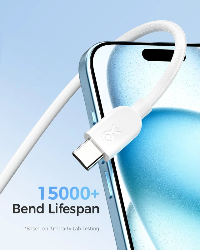 Alt view image 4 of 6 - Cable Matters 3-Pack USB C Charging Cable, 60W Charging, 6ft, White | 480Mbps Data, No Video, Supports Apple CarPlay & Android Auto, for iPhone 17/16, Galaxy S24