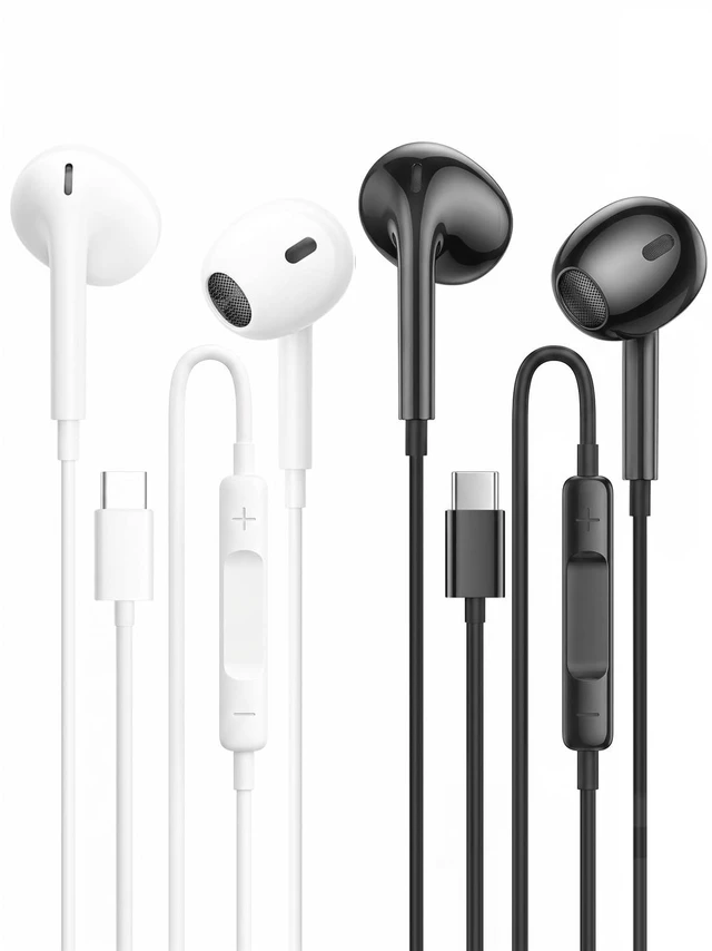 Main image of 2 Pack USB C Headphones for iPhone 17/16/15 Earbuds, Type C Earphones with Mic & Remote Control Noise Cancelling for iPhone 17 16 15 Pro Max Plus, iPad Pro, Galaxy S25/S24/Ultra Note 10/20 etc