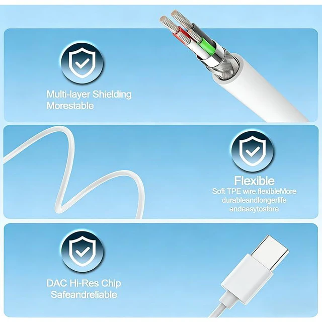 Alt view image 4 of 7 - 2 Pack USB C Headphones for iPhone 17/16/15 Earbuds, Type C Earphones with Mic & Remote Control Noise Cancelling for iPhone 17 16 15 Pro Max Plus, iPad Pro, Galaxy S25/S24/Ultra Note 10/20 etc