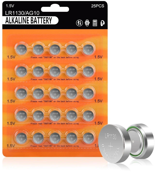 Main image of kunying LR1130 Battery 25 Pack 1.5V AG10 Alkaline Batteries | SG10 389 189 390 LR54 Button Coin Cell for Calculator