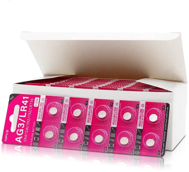 Alt view image 6 of 6 - Cotchear 10pcs 1.55V AG3 LR41 Button Batteries 192 392 CX41 LR41 LR736 SR41 SR41SW V3GA Alkaline Button Cell Battery
