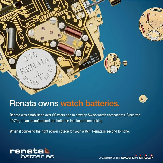 Alt view image 3 of 6 - Renata 371 SR920SW Batteries - 1.55V Silver Oxide 371 Watch Battery (2 Count)