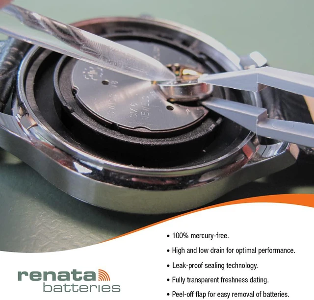 Alt view image 6 of 6 - Renata 371 SR920SW Batteries - 1.55V Silver Oxide 371 Watch Battery (2 Count)