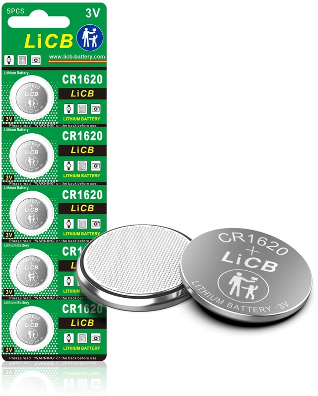 Main image of LiCB 5 Pack CR1620 Battery, Long-Lasting & High Capacity CR 1620 Lithium Batteries,3V CR1620 Coin & Button Cell for Car Remote & Key Fob