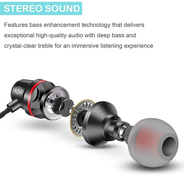Alt view image 2 of 6 - Wired Earbuds with Microphone, in-Ear Headphones with 3.5mm Jack, HiFi Stereo Sound, Noise Isolating, Volume Control, Multiple Ear Tips, Carrying Case and Cable Clip Included for Radio/Phone