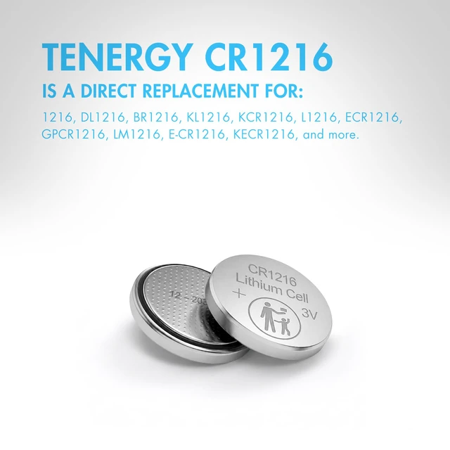 Alt view image 5 of 7 - Tenergy CR1216 3V Lithium Button Cell Battery, for Watches, Mini LED Lights, Forehead Thermometers, 5 Count