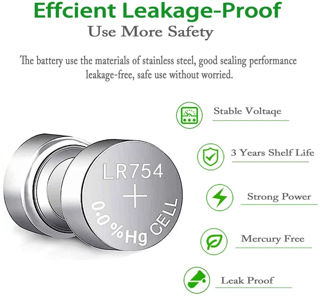Alt view image 2 of 6 - CPANCELL AG5 LR754 309 393 SR754 SR754 Battery Alkaline Button Cell Battery (10 Count)