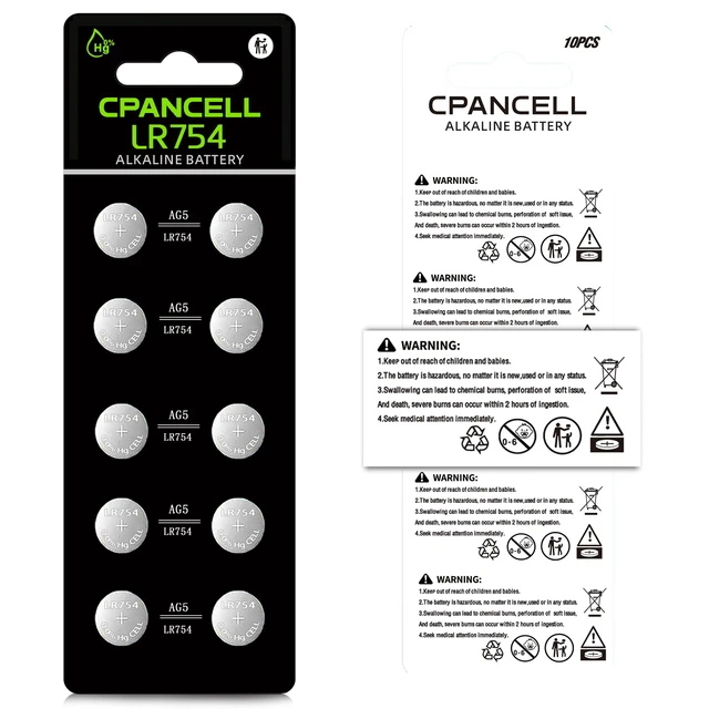 Alt view image 6 of 6 - CPANCELL AG5 LR754 309 393 SR754 SR754 Battery Alkaline Button Cell Battery (10 Count)