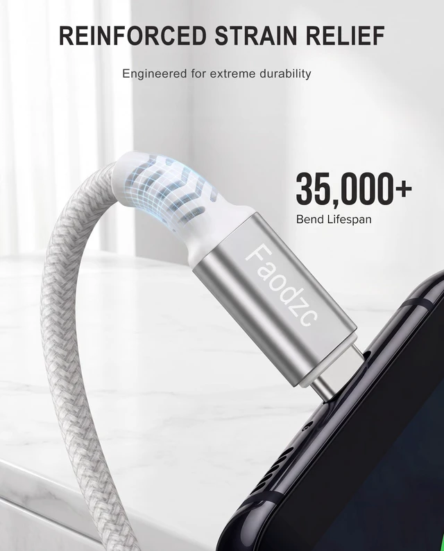 Alt view image 7 of 7 - 240W USB C to USB C Cable 6FT 2-Pack, Braided Type C Fast Charging Cord, Compatible with iPhone 16/15 Pro Max, MacBook Pro, Samsung S24/S25