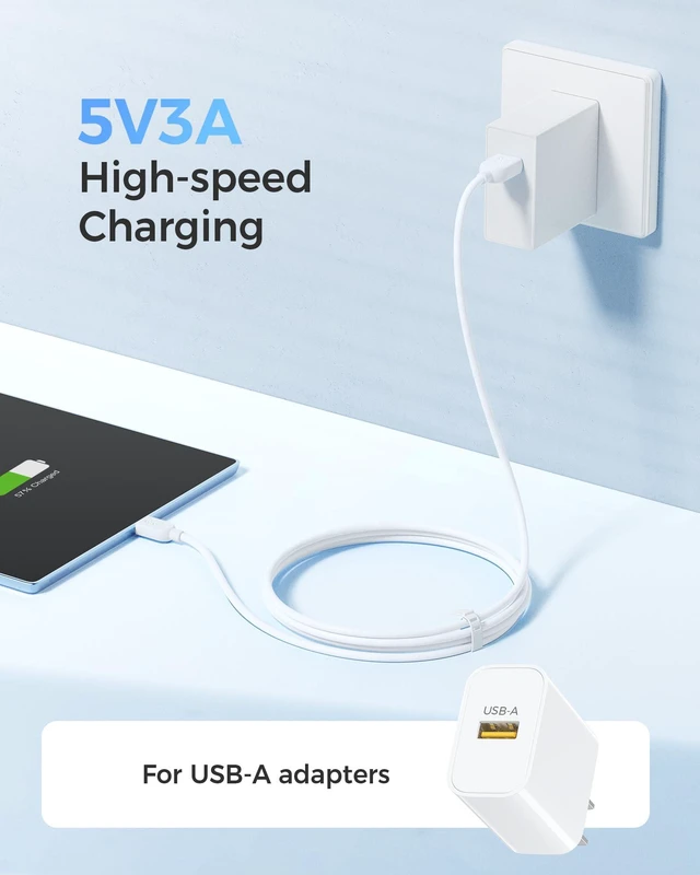 Alt view image 5 of 7 - Cable Matters 3-Pack USB A to USB C Cable, 6ft, White | USB C to USB A Charging Cable, Supports Apple CarPlay and Android Auto, for iPhone 17/16 and Galaxy S24
