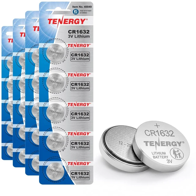 Main image of Tenergy CR1632 3V Lithium Button Cell, for Watches, Key Fobs, Calculators, Medical Devices, and More, 20 Count (Pack of 4)