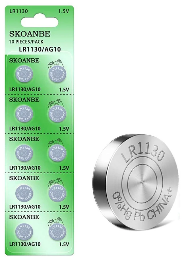 Main image of SKOANBE 10PCS LR1130 AG10 SG10 389 189 1.5V Button Coin Cell Battery