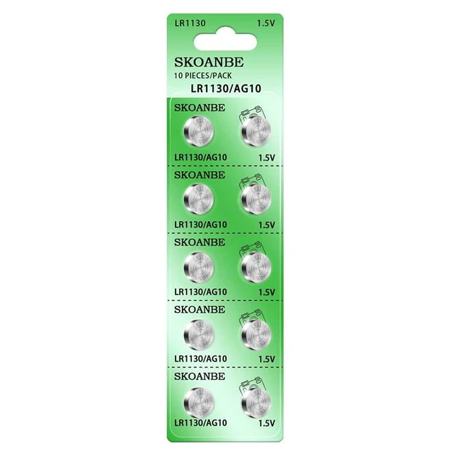 Alt view image 4 of 7 - SKOANBE 10PCS LR1130 AG10 SG10 389 189 1.5V Button Coin Cell Battery