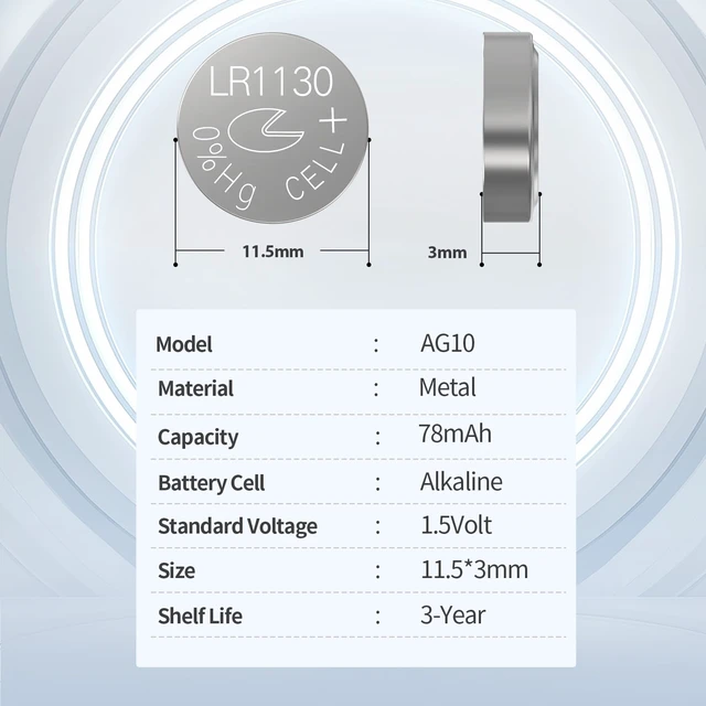Alt view image 2 of 6 - PKCELL 50 Pack LR1130 Battery AG10 389 390 LR54 Button Cell Battery | 1.5V Alkaline Button Batteries for Watches, Calculators