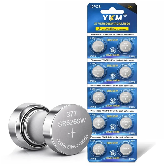 Main image of 10 Pack SR626SW 377 Watch Batteries 1.55V Silver Oxide Button Cell Battery | 376 AG4 LR626, Long-Lasting and Leak-Resistant for Calculators