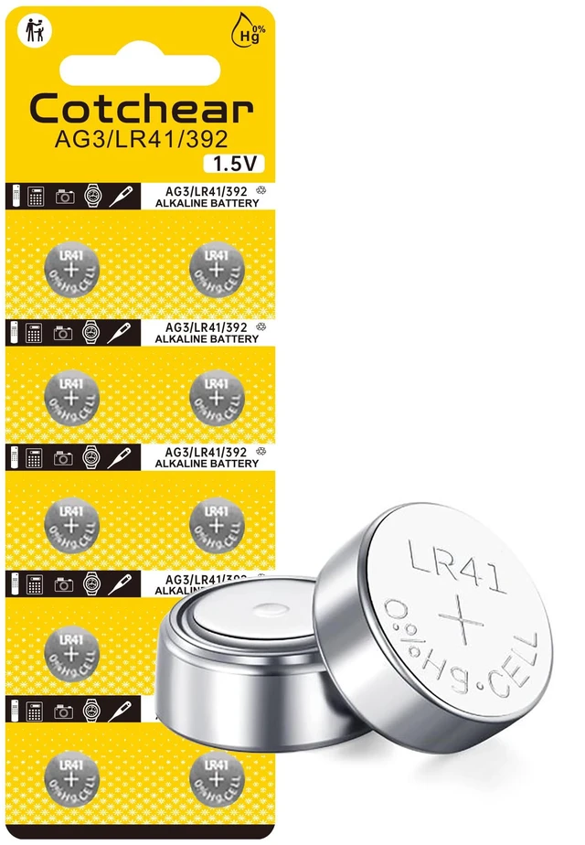 Main image of Cotchear 10pcs AG3 LR41 Battery 392 384 192 SR41SW CX41 L736 Batteries L736f Battry 1.5V LR41 Button Batteries for Watch Toys Clock