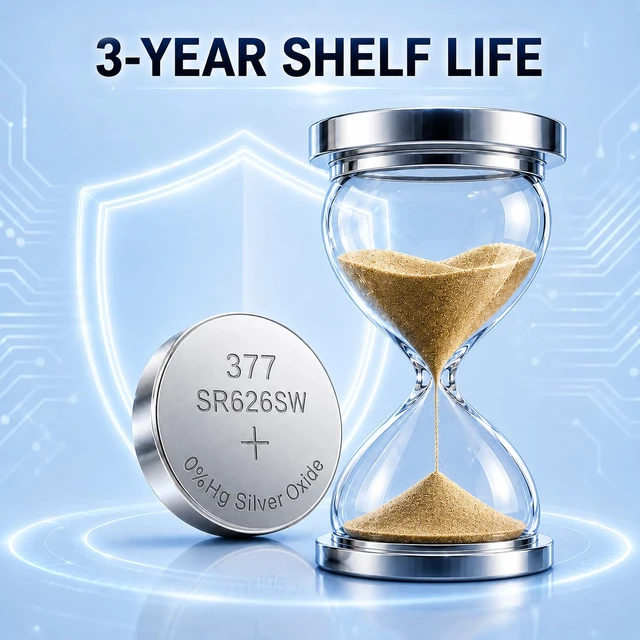Alt view image 6 of 7 - 10 Pack SR626SW 377 Watch Batteries 1.55V Silver Oxide Button Cell Battery | 376 AG4 LR626, Long-Lasting and Leak-Resistant for Calculators