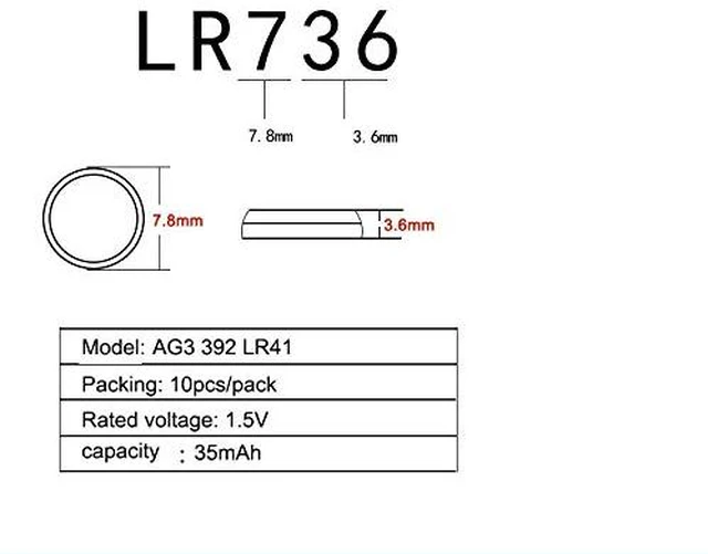 Alt view image 2 of 6 - Cotchear 10pcs AG3 LR41 Battery 392 384 192 SR41SW CX41 L736 Batteries L736f Battry 1.5V LR41 Button Batteries for Watch Toys Clock