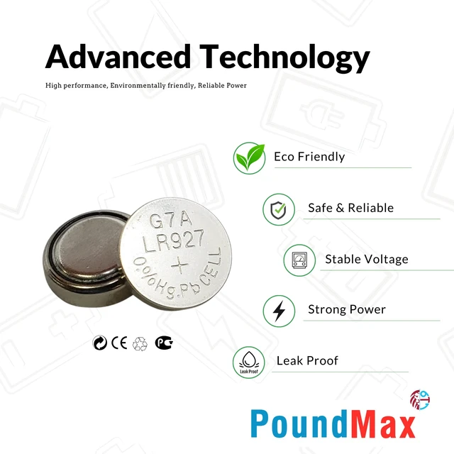 Alt view image 3 of 7 - PoundMax AG7 LR927 Batteries 1.5v Alkaline Button Cell Battery - 10 Count