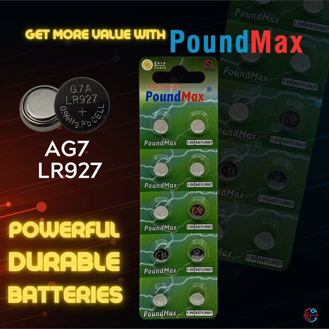 Alt view image 6 of 7 - PoundMax AG7 LR927 Batteries 1.5v Alkaline Button Cell Battery - 10 Count