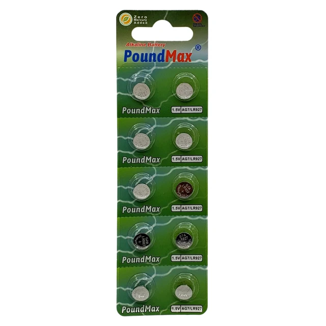 Alt view image 7 of 7 - PoundMax AG7 LR927 Batteries 1.5v Alkaline Button Cell Battery - 10 Count