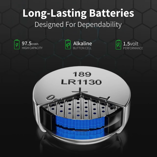 Alt view image 2 of 7 - NICEBATT LR1130 AG10 Battery 24 Pack, 1.5V Long-Lasting 189 389 LR54 V10GA Alkaline Button Cell Batteries