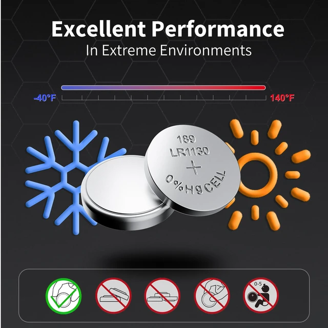 Alt view image 5 of 7 - NICEBATT LR1130 AG10 Battery 24 Pack, 1.5V Long-Lasting 189 389 LR54 V10GA Alkaline Button Cell Batteries