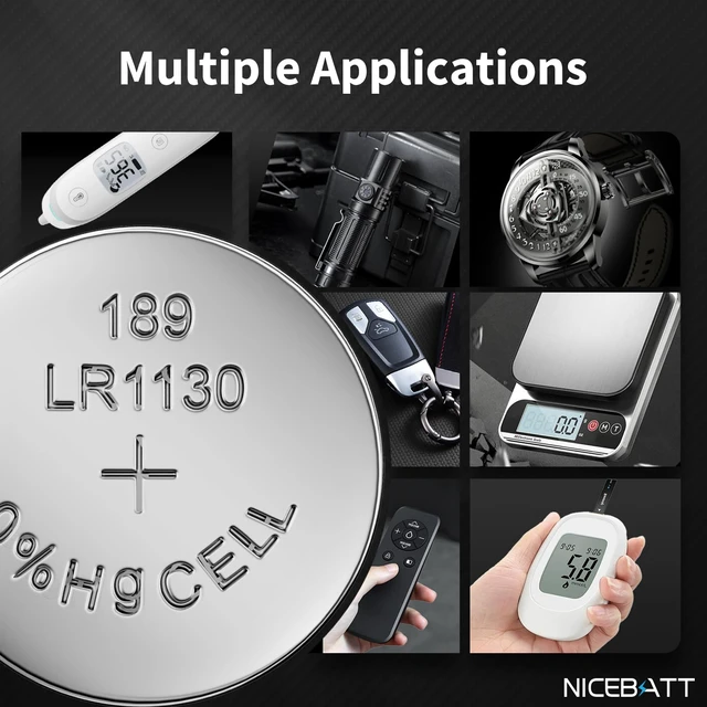 Alt view image 7 of 7 - NICEBATT LR1130 AG10 Battery 24 Pack, 1.5V Long-Lasting 189 389 LR54 V10GA Alkaline Button Cell Batteries