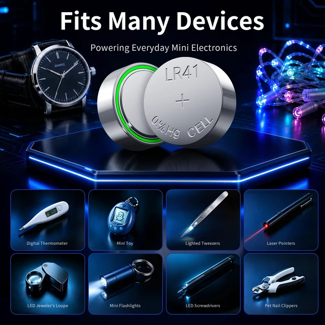 Alt view image 7 of 7 - 12 Pack LR41 AG3 Batteries, L736 392 384 192 lr 41 Button Cell Battery | Leak-Resistant 1.5V Alkaline Button Cells for Mini Flashlight Thermometers Pedometer Laser Pointers Clocks Timer Toys