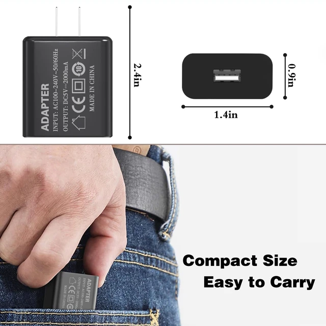 Alt view image 3 of 7 - 5V 2A USB Wall Charger 10W Power Adapter 5 Volt 2amp USB Brick Charging Block USB A Cube Plug for Wall Outlet 5V2A Power Head for Small Appliances Table Lamps/Kids Electric Toys/Watch/Phone/USB Fan