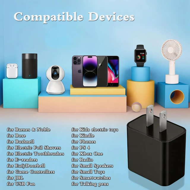 Alt view image 5 of 7 - 5V 2A USB Wall Charger 10W Power Adapter 5 Volt 2amp USB Brick Charging Block USB A Cube Plug for Wall Outlet 5V2A Power Head for Small Appliances Table Lamps/Kids Electric Toys/Watch/Phone/USB Fan