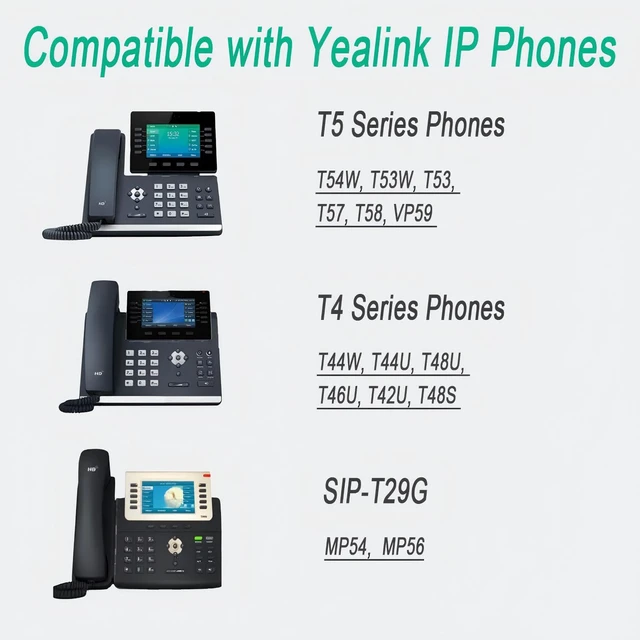 Alt view image 2 of 6 - telehybrid Power Adapter Supply for Yealink Voip Phone T54w T54S T52S T56A T57W T58A T58V T46U T46S T46G T48U T48G T48S T29G MP56 MP58, 5V 2A Replacement for PS5V2000US