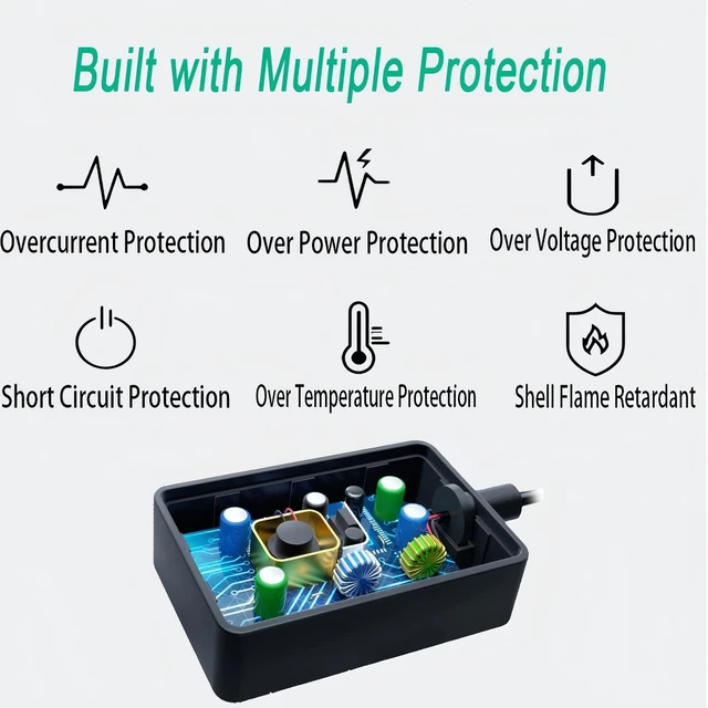 Alt view image 5 of 6 - telehybrid Power Adapter Supply for Yealink Voip Phone T54w T54S T52S T56A T57W T58A T58V T46U T46S T46G T48U T48G T48S T29G MP56 MP58, 5V 2A Replacement for PS5V2000US
