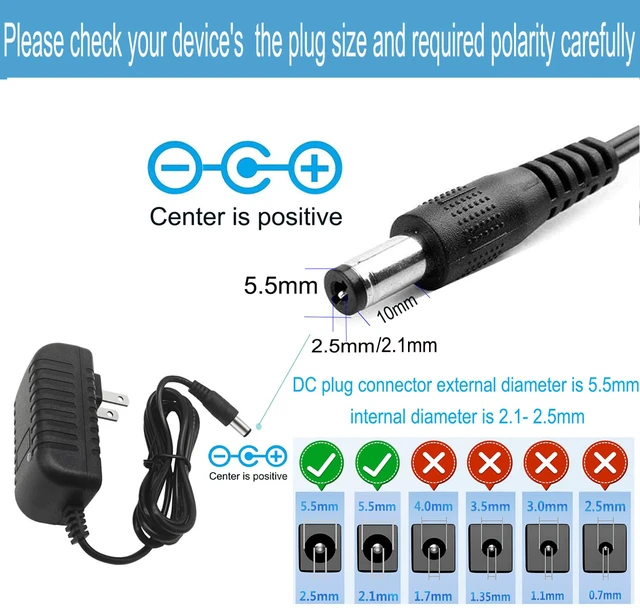 Alt view image 3 of 7 - 24v 1000mA ac/dc Power Supply Adapter 100V-240V AC to DC | 24 Volt 1A Power adapter with 5.5mm X 2.1mm/2.5mm Output plug for dc 24v1a led strip lights,CCTV Cameras