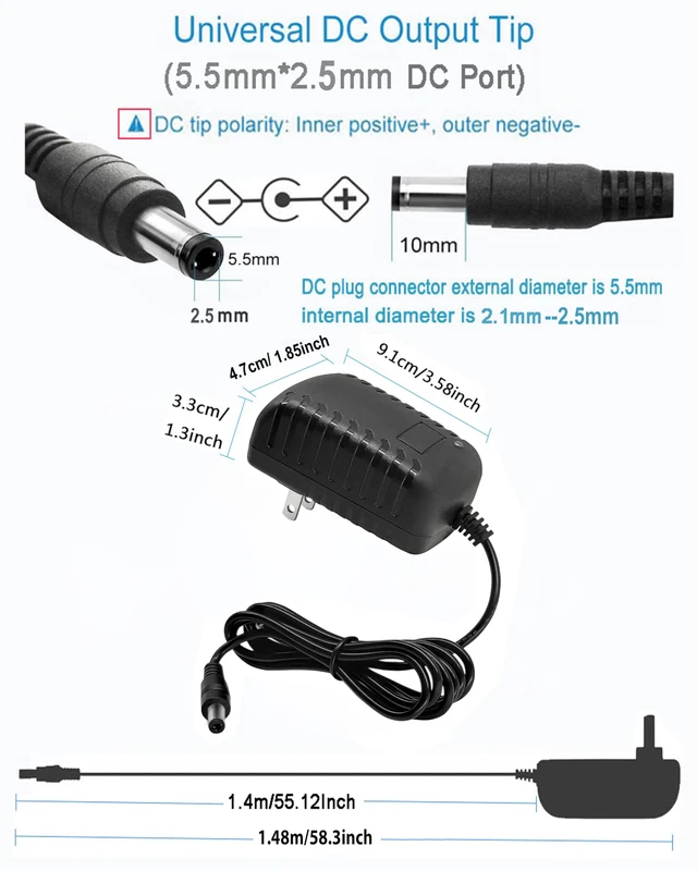 Alt view image 5 of 7 - 24v 1000mA ac/dc Power Supply Adapter 100V-240V AC to DC | 24 Volt 1A Power adapter with 5.5mm X 2.1mm/2.5mm Output plug for dc 24v1a led strip lights,CCTV Cameras