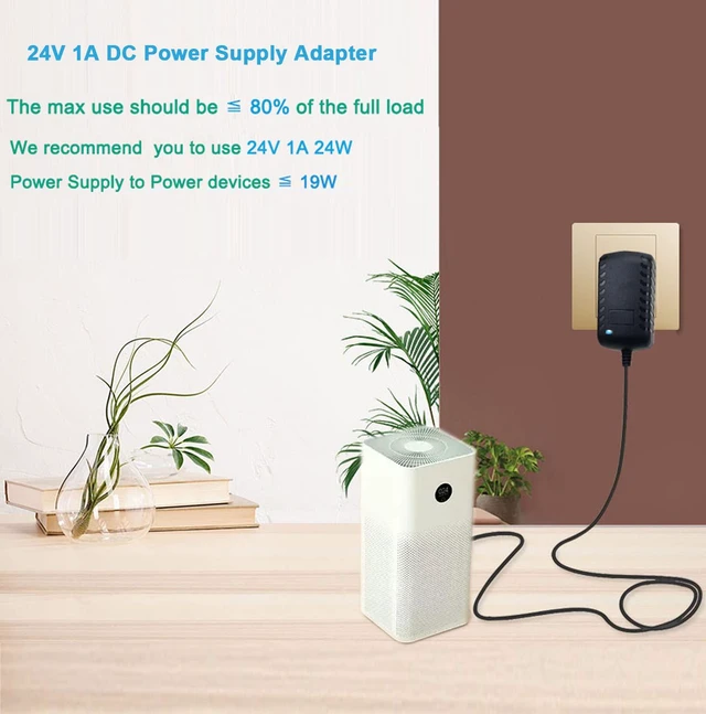 Alt view image 7 of 7 - 24v 1000mA ac/dc Power Supply Adapter 100V-240V AC to DC | 24 Volt 1A Power adapter with 5.5mm X 2.1mm/2.5mm Output plug for dc 24v1a led strip lights,CCTV Cameras
