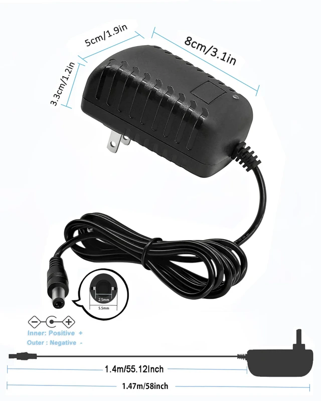 Alt view image 5 of 7 - 12V DC Power Supply 2A 24W AC/DC Adapter, 100-240 50/60Hz | 12 Volts 2Amp Adapter Transformer, DC 12V Power Adapter Cord5.5mm x 2.5mm Barrel Plug