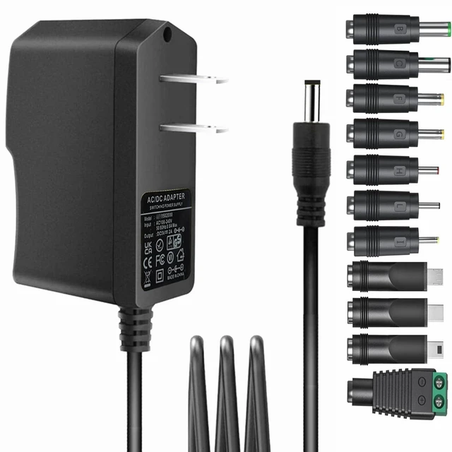 Main image of Universal 5V 2A ac Adapter Power Supply with 11 DC Plug Tips AC to DC5V 1.5A 1A 800mA 600mA 500mA 400mA 300mA 200mA 100mA Power Adapter 5v wall Charger ac dc Adapter (DC5V~2A)
