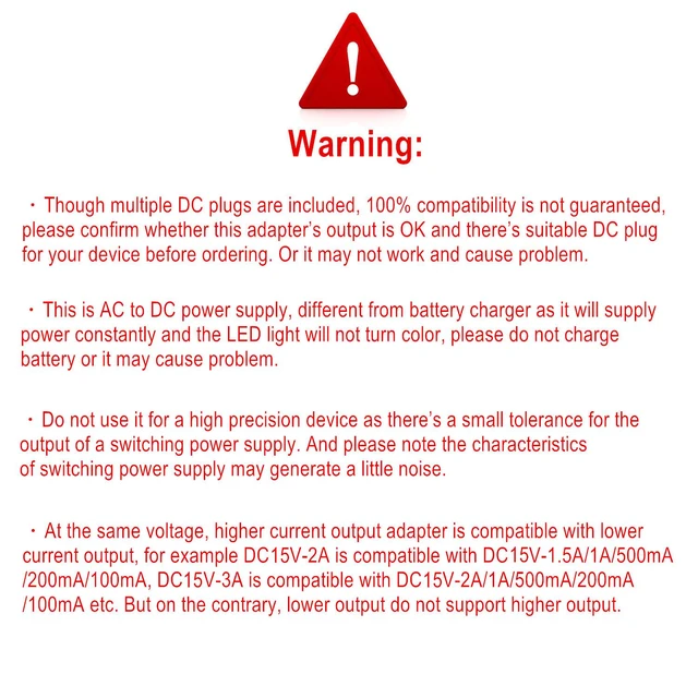 Alt view image 2 of 7 - Universal AC Adapter 15V 1A Power Supply 15W AC110V to DC15V Power Driver 15V 100mA~1000mA All Compatible with 8 DC Plug Tips adapters Charger Transformer AC-DC Adapter (DC15V~1A)