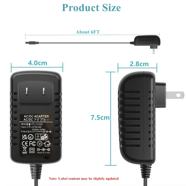 Alt view image 6 of 7 - Universal AC Adapter 15V 1A Power Supply 15W AC110V to DC15V Power Driver 15V 100mA~1000mA All Compatible with 8 DC Plug Tips adapters Charger Transformer AC-DC Adapter (DC15V~1A)
