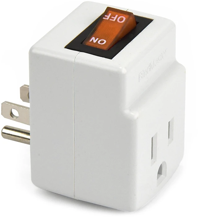 Main image of New! 3 Prong Grounded Single Port Power Adapter for Outlet with Orange Indicator On/Off Switch to be Energy Saving (1 Pack)