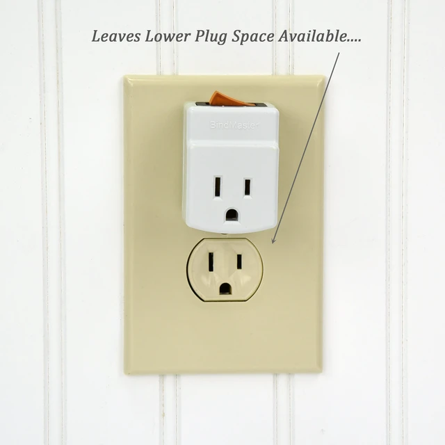 Alt view image 4 of 4 - New! 3 Prong Grounded Single Port Power Adapter for Outlet with Orange Indicator On/Off Switch to be Energy Saving (1 Pack)